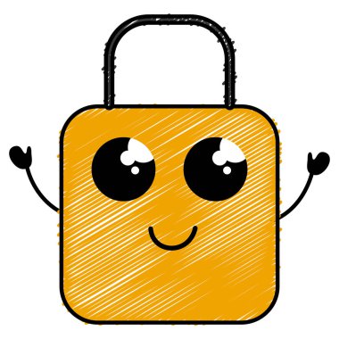 güvenli güvenli asma kilit kawaii karakter