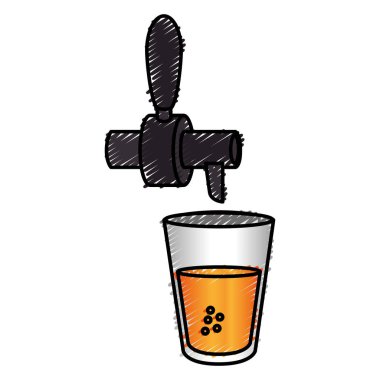 İçecek makinesi musluk bir cam ile