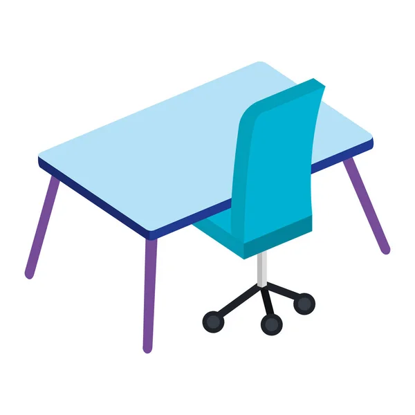 Kantoor werkplek met Bureau en een stoel scène — Stockvector