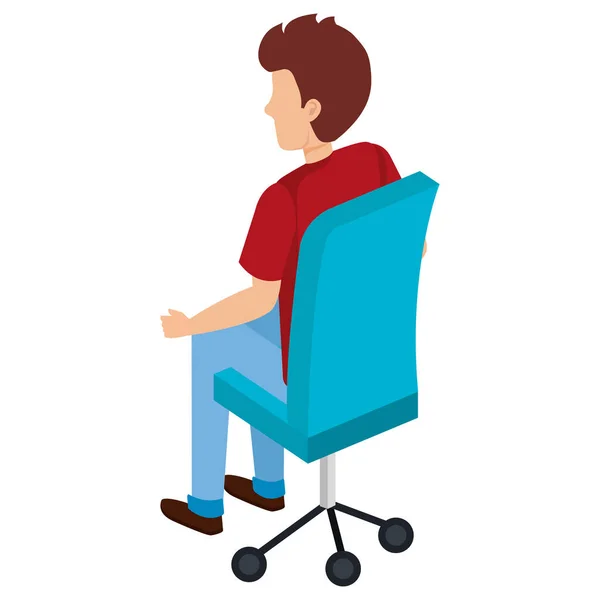 Jeune homme assis dans la chaise de bureau — Image vectorielle