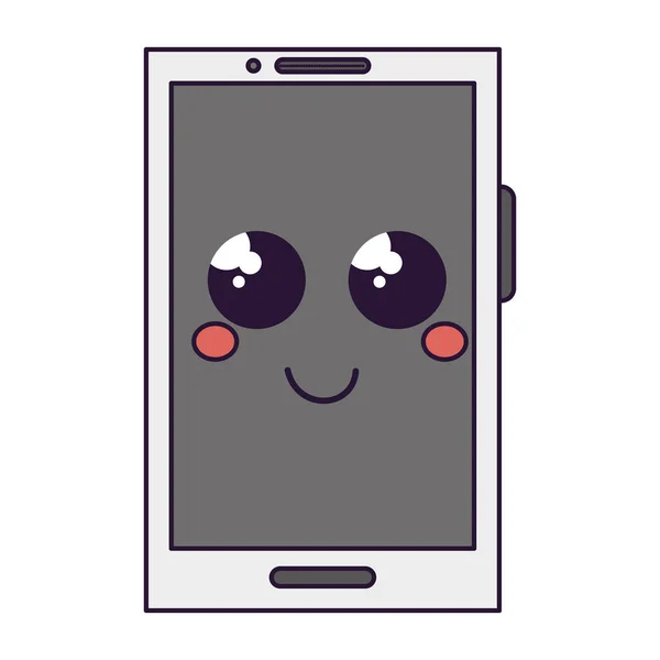 Smartphone dispositif kawaii caractère — Image vectorielle