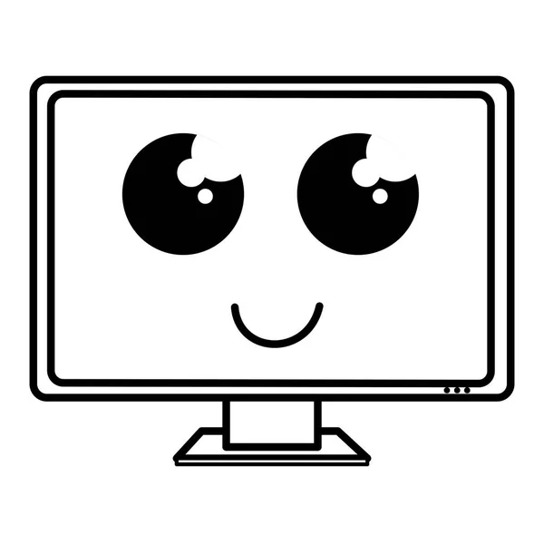 Számítógép bemutatás kawaii karakter — Stock Vector