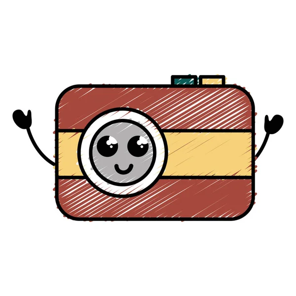 Kamera fotografischen kawaii Charakter — Stockvektor