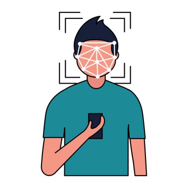 Adam yüz tarama biyometrik dijital teknoloji