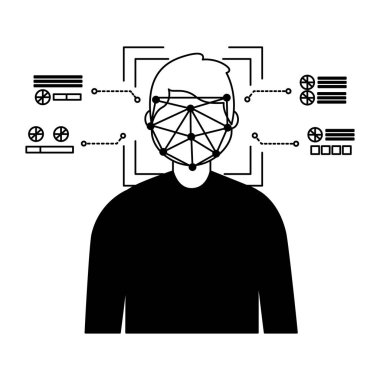 Adam yüz tarama biyometrik dijital teknoloji