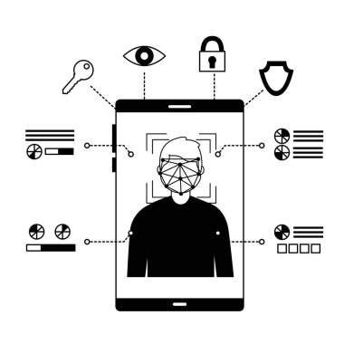 Smartphone adam yüz tarama tanıma biyometrik