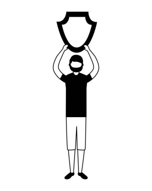 adam kalkan koruma beyaz arka plan ile