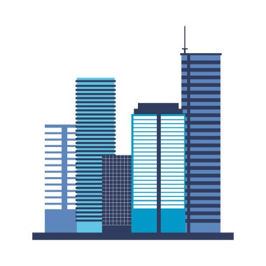 Beyaz arka plan üzerinde binalar mimari