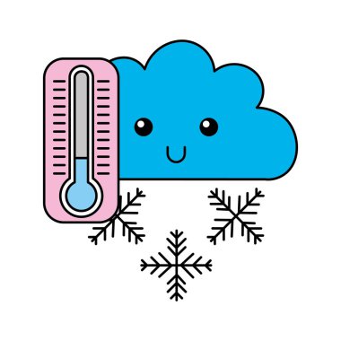 Kawaii bulut kış termometre çizgi film