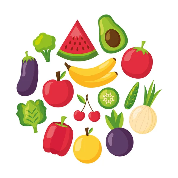 Alimentos saludables frescos — Vector de stock