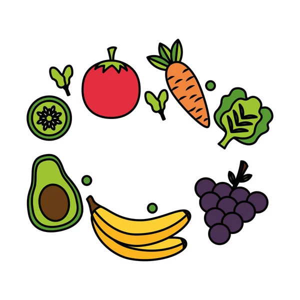 Alimentos saludables frescos — Vector de stock