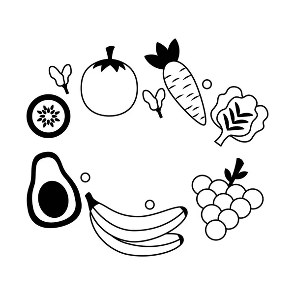 Alimentos saludables frescos — Vector de stock