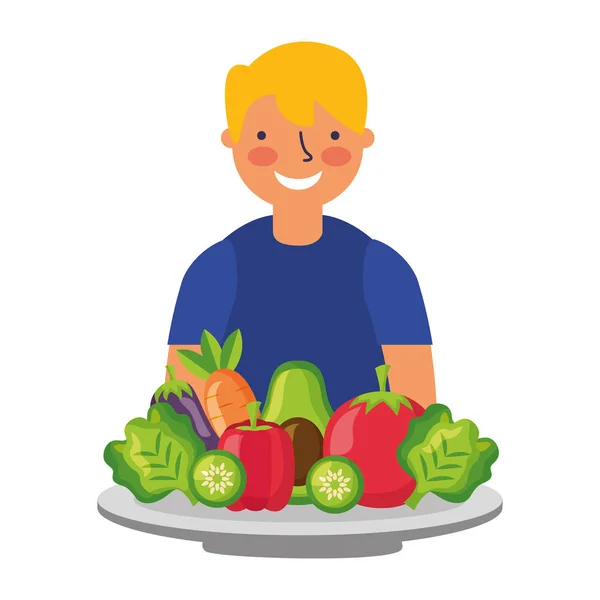 Hombre con verduras saludables — Archivo Imágenes Vectoriales