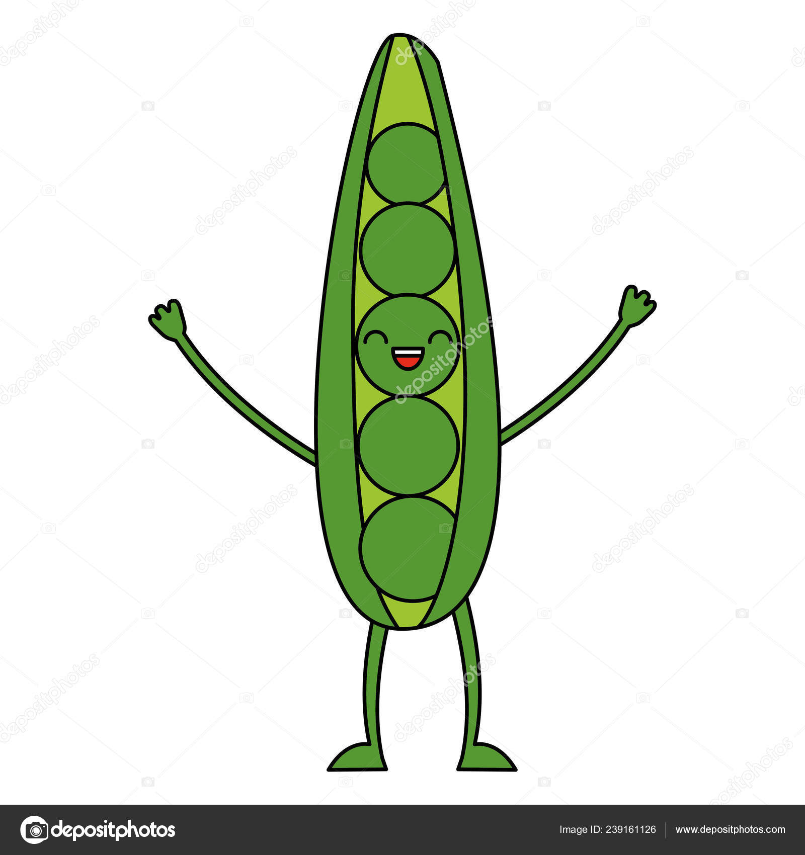 Kawaii cute peas cartoon character Stock Vector Image by ©yupiramos  #239161126