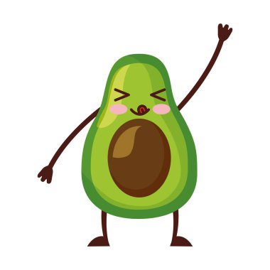 Kawaii tatlı avokado çizgi film karakteri