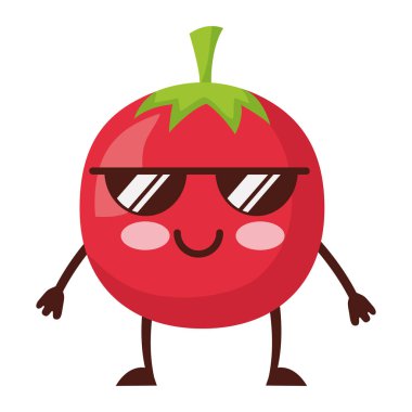 Kawaii domates güneş gözlüğü karikatür ile