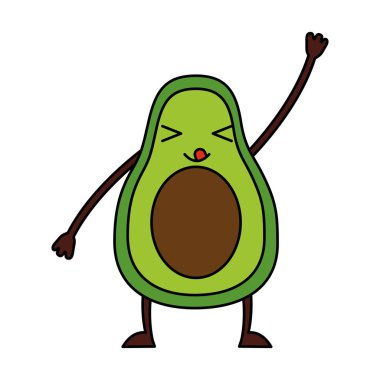 Kawaii tatlı avokado çizgi film karakteri