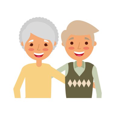 yaşlı çift karakter beyaz arka plan kucaklamak