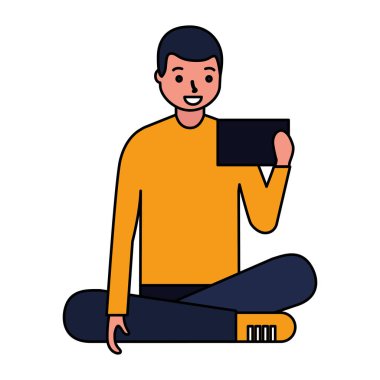 adam oturma telefon kullanarak