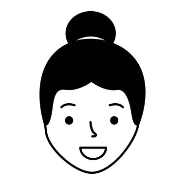 gülümseyen kadın yüz çizgi film beyaz arka plan