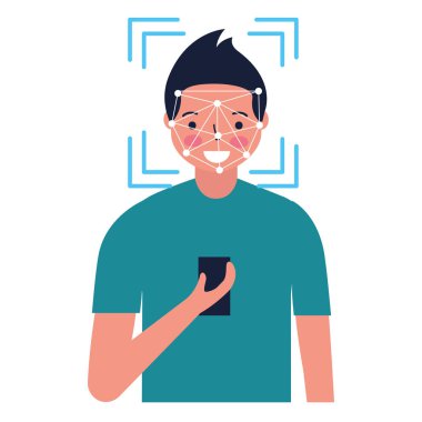 Adam yüz tarama biyometrik dijital teknoloji