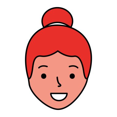 gülümseyen kadın yüz çizgi film beyaz arka plan