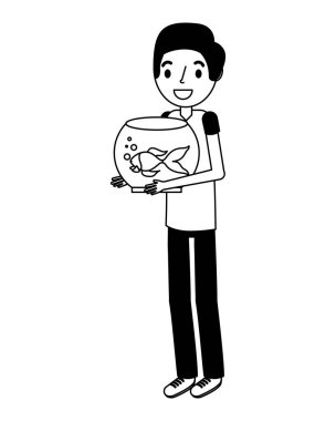 Çocuk holding goldfish kupa