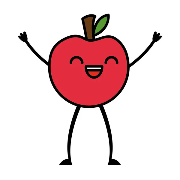 Kawaii lindo personaje de dibujos animados manzana — Vector de stock