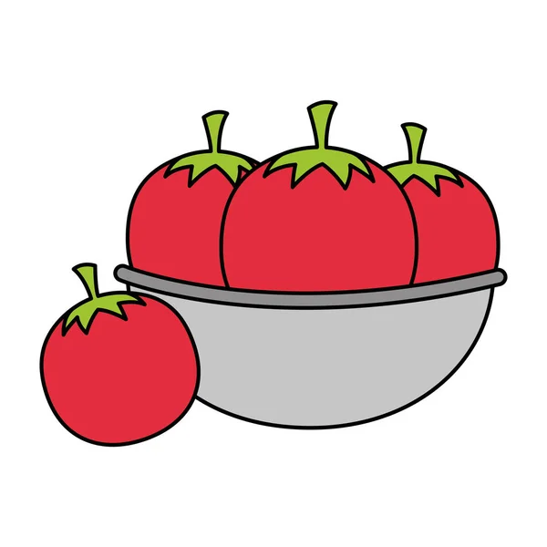 Schüssel mit Tomaten gesunde Nahrung — Stockvektor