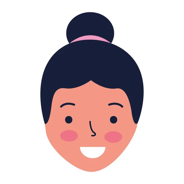 Sonriente cara de mujer dibujos animados fondo blanco — Vector de stock