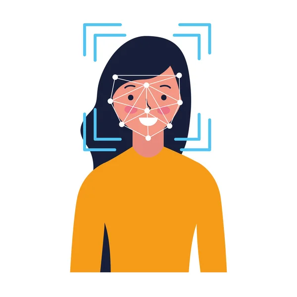 Woman face scan process gadget — Stock Vector