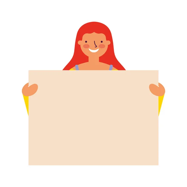 Woman portrait with blank banner — Stock Vector