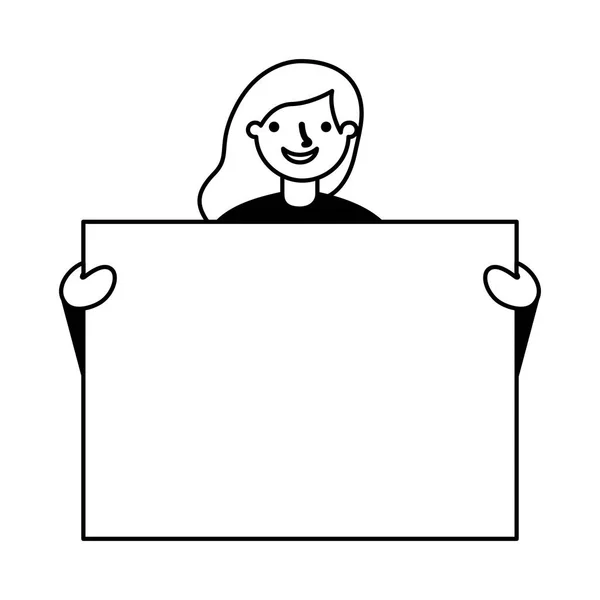 Portrait de femme avec bannière vierge — Image vectorielle