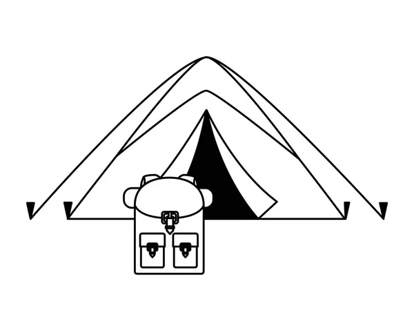 Tienda Mochila Camping Verano Vector Ilustración — Archivo Imágenes Vectoriales