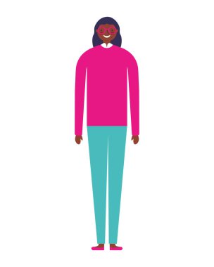 Beyaz arka plan üzerinde kadın çizgi film karakteri