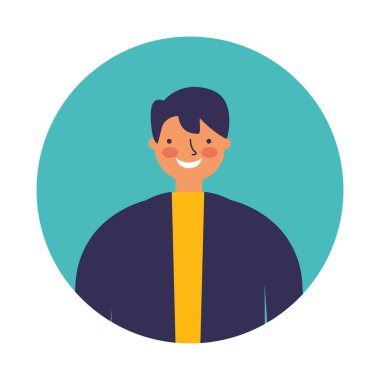 gülen adam yuvarlak portre karakteri