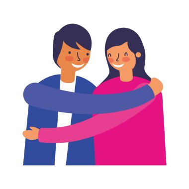 Beyaz arka plan üzerinde kucakladı romantik çift