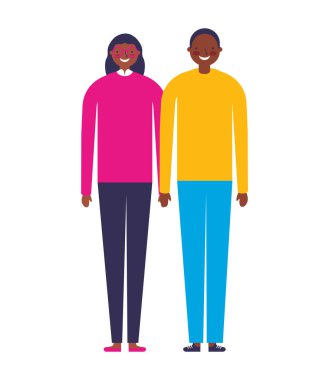 Beyaz arka plan üzerinde çift karakterler