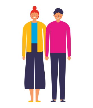 Beyaz arka plan üzerinde çift karakterler