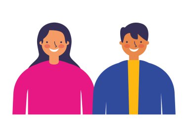 Beyaz arka plan üzerinde çift karakterler