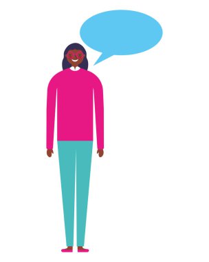 kadın karakteri ile konuşma balonu