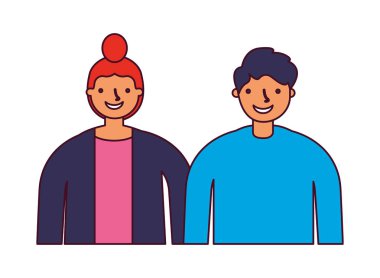 Beyaz arka plan üzerinde çift karakterler