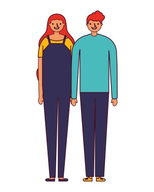 Beyaz arka plan üzerinde çift karakter illüstrasyon vektör