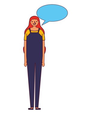kadın karakteri ile konuşma balonu