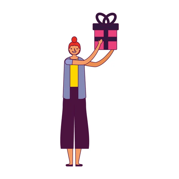 Woman holding gift box — Stock Vector