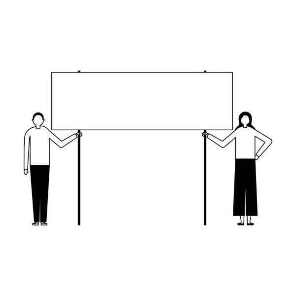 Personnes portant des bannières — Image vectorielle
