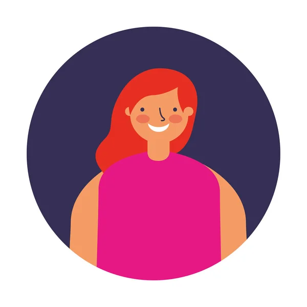 Lächelnde Frau runde Portraitfigur — Stockvektor