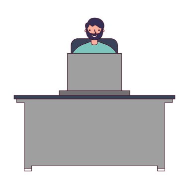 işyerinde dizüstü bilgisayar ile adam