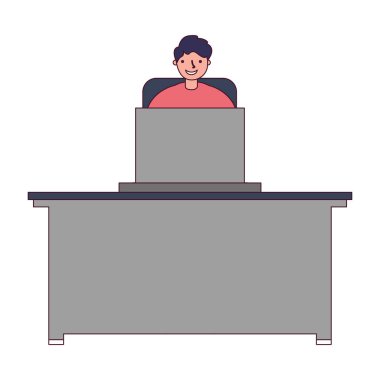 işyerinde dizüstü bilgisayar ile adam