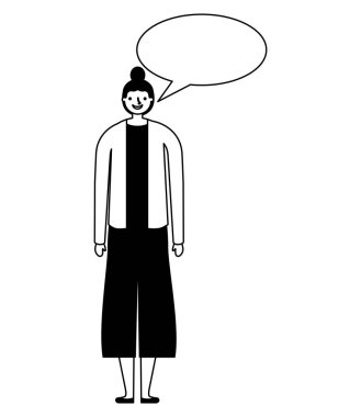 kadın karakteri ile konuşma balonu